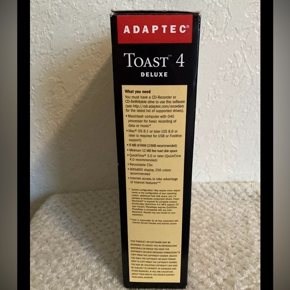 Adaptec Toast 4 Deluxe Software for Mac Big Box CD Recording - Picture 13 of 13